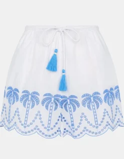 Accessorize Palm Embroidered Drawstring Shorts White
