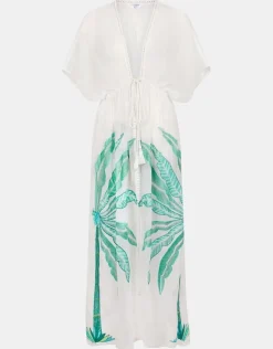 Accessorize Palm Embroidered Kaftan Ivory