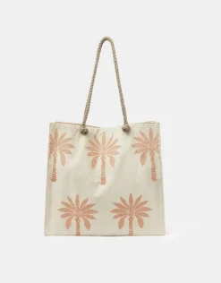 Accessorize Palm Embroidered Shopper Beach Bag