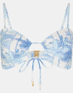 Accessorize Palm Print Bikini Top White