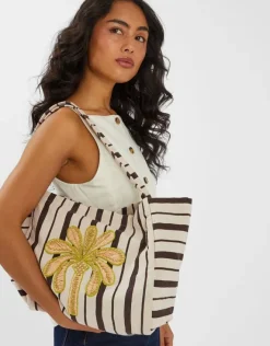 Accessorize Palm Stripe Shopper Bag