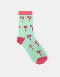 Accessorize Palm Tree Socks Light Green