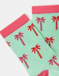 Accessorize Palm Tree Socks Light Green