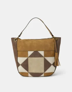 Accessorize Patchwork Suedette Shoulder Bag