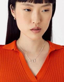Accessorize Pave Link Circle Necklace