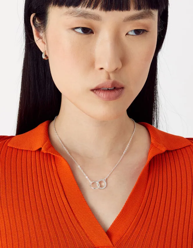 Accessorize Pave Link Circle Necklace