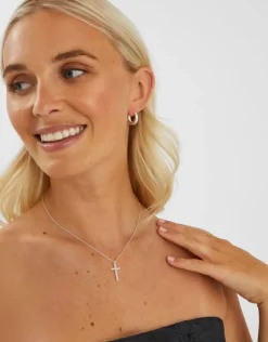 Accessorize Pav&eacute; Cross Pendant Necklace