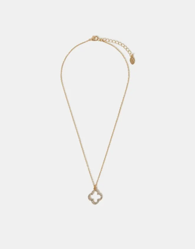 Accessorize Pavé Cut Out Flora Pendant Necklace