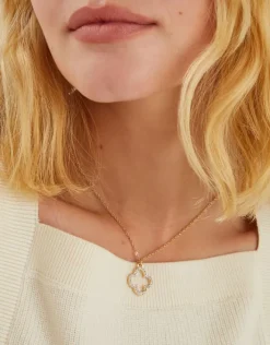 Accessorize Pavé Cut Out Flora Pendant Necklace
