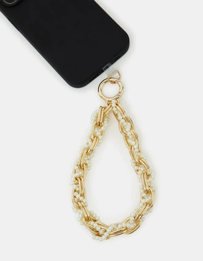 Accessorize Pearl Beaded Chain Wrist Phone Strap