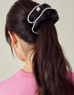 Accessorize Pearl Charm Piped Hair Scrunchie