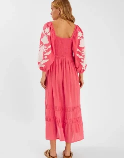 Accessorize Pineapple Applique Smocked Maxi Dress Orange
