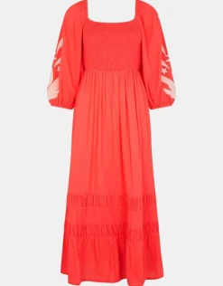 Accessorize Pineapple Applique Smocked Maxi Dress Orange