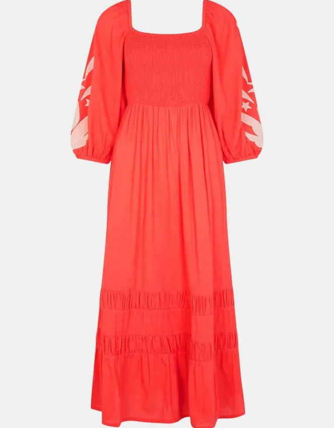 Accessorize Pineapple Applique Smocked Maxi Dress Orange