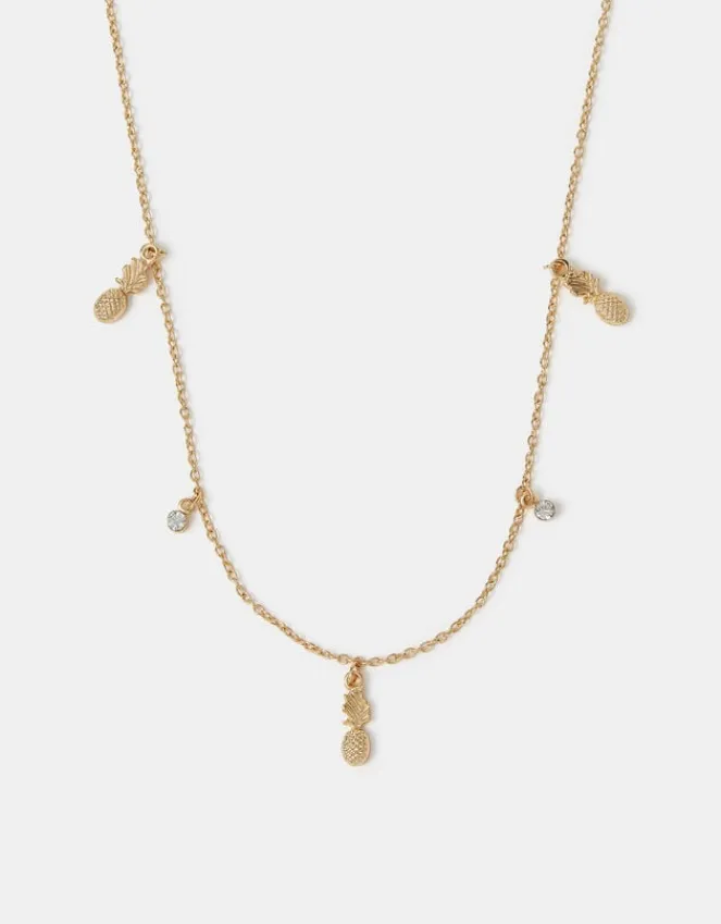 Accessorize Pineapple Charm Station Necklace