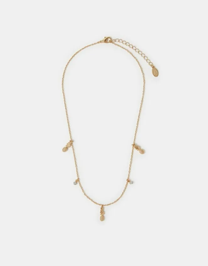 Accessorize Pineapple Charm Station Necklace