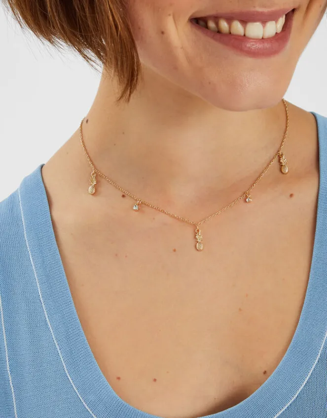 Accessorize Pineapple Charm Station Necklace