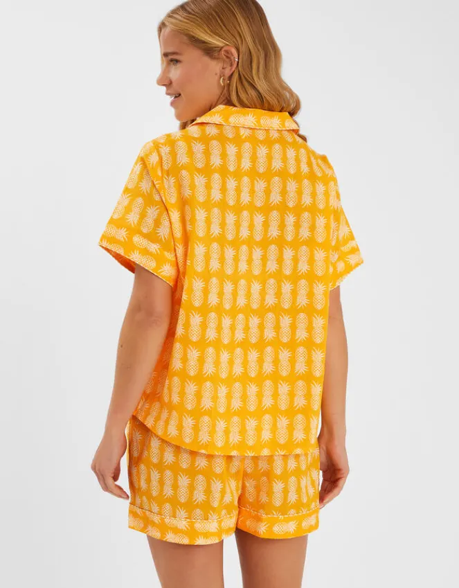 Accessorize Pineapple Print Short Pyjamas Set Yellow