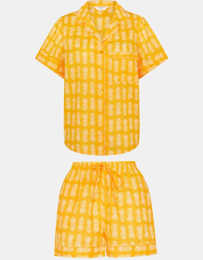 Accessorize Pineapple Print Short Pyjamas Set Yellow