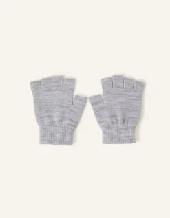 Accessorize Plain Fingerless Gloves Grey