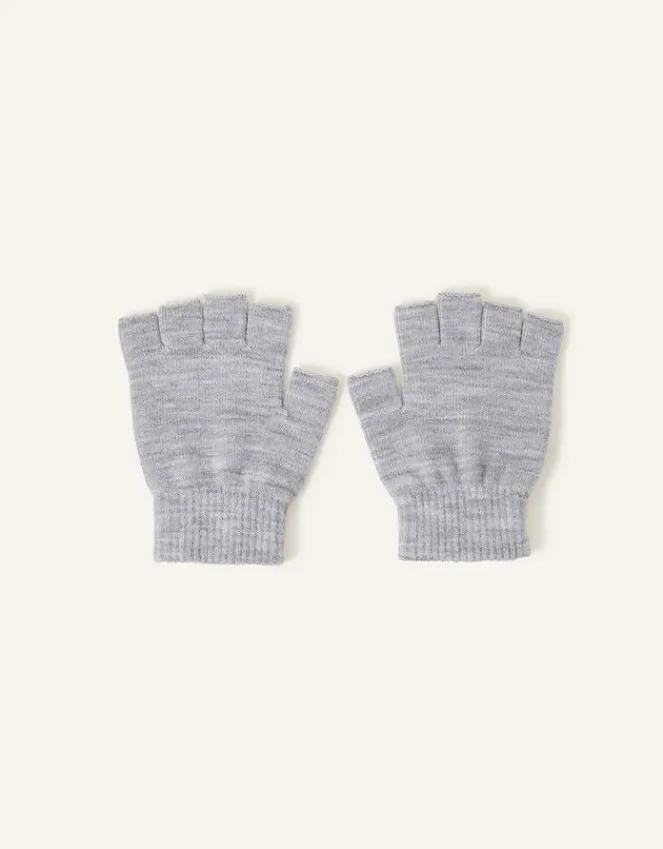 Accessorize Plain Fingerless Gloves Grey