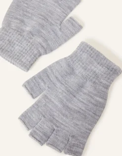 Accessorize Plain Fingerless Gloves Grey