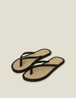Accessorize Plain Seagrass Flip Flops Black