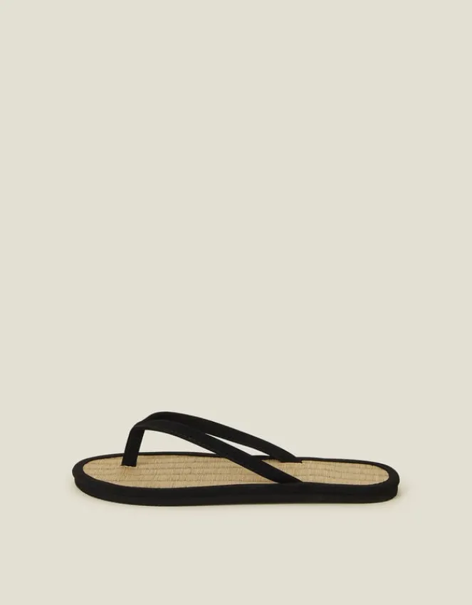 Accessorize Plain Seagrass Flip Flops Black