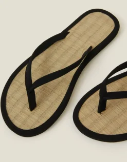 Accessorize Plain Seagrass Flip Flops Black