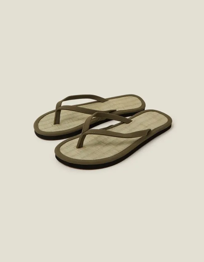 Accessorize Plain Seagrass Flip Flops Green