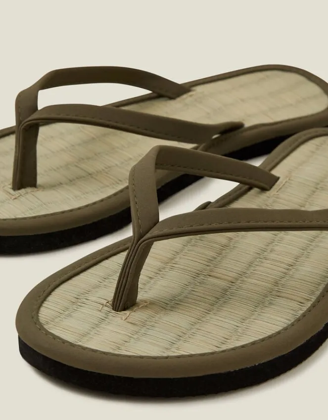 Accessorize Plain Seagrass Flip Flops Green