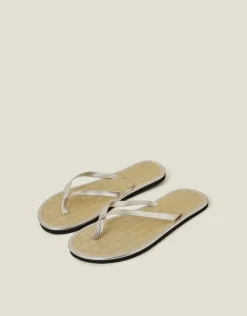 Accessorize Plain Seagrass Flip Flops Gold