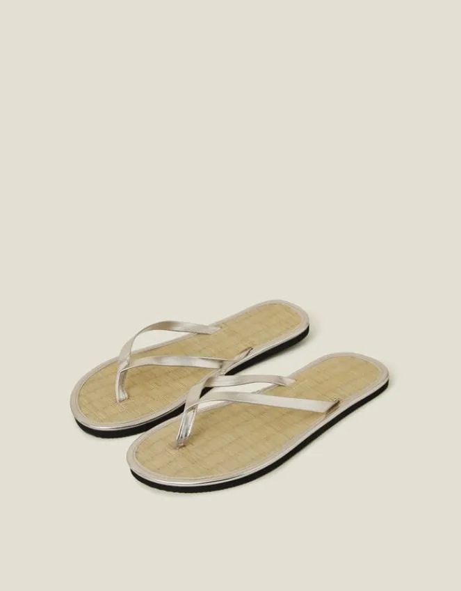 Accessorize Plain Seagrass Flip Flops Gold