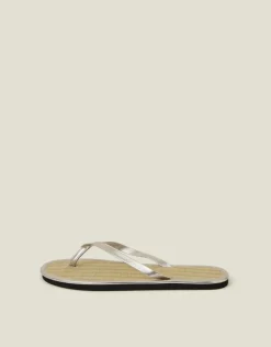 Accessorize Plain Seagrass Flip Flops Gold