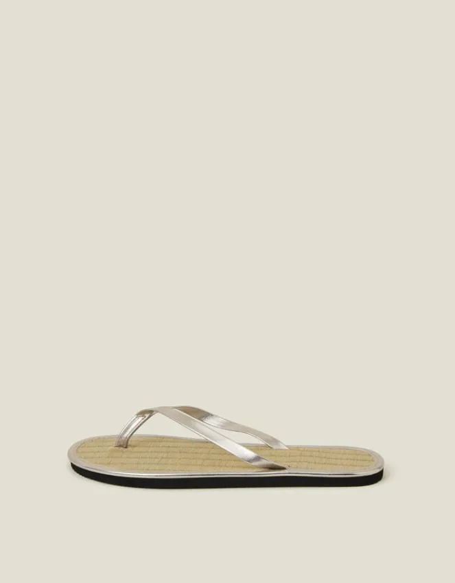 Accessorize Plain Seagrass Flip Flops Gold