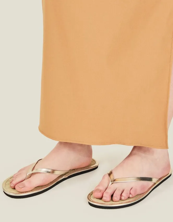 Accessorize Plain Seagrass Flip Flops Gold