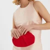 Accessorize Pleated Suedette Clutch Bag Red