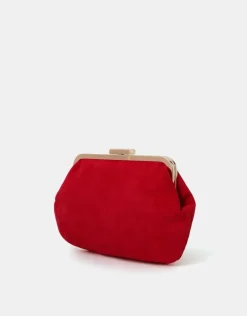 Accessorize Pleated Suedette Clutch Bag Red