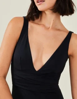 Accessorize Plunge Wrap Shaping Swimsuit Black