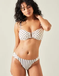 Accessorize Polka Dot Bandeau Bikini Top Ivory