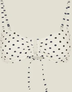 Accessorize Polka Dot Bandeau Bikini Top Ivory