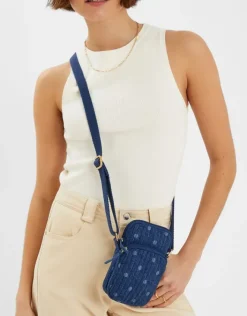 Accessorize Polka Dot Denim Phone Bag
