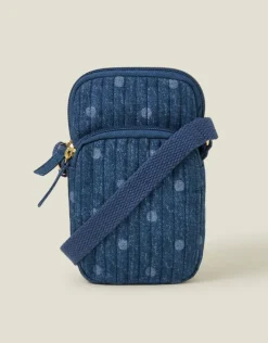 Accessorize Polka Dot Denim Phone Bag