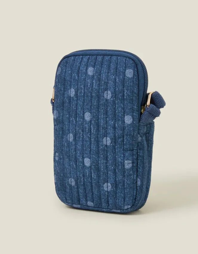 Accessorize Polka Dot Denim Phone Bag