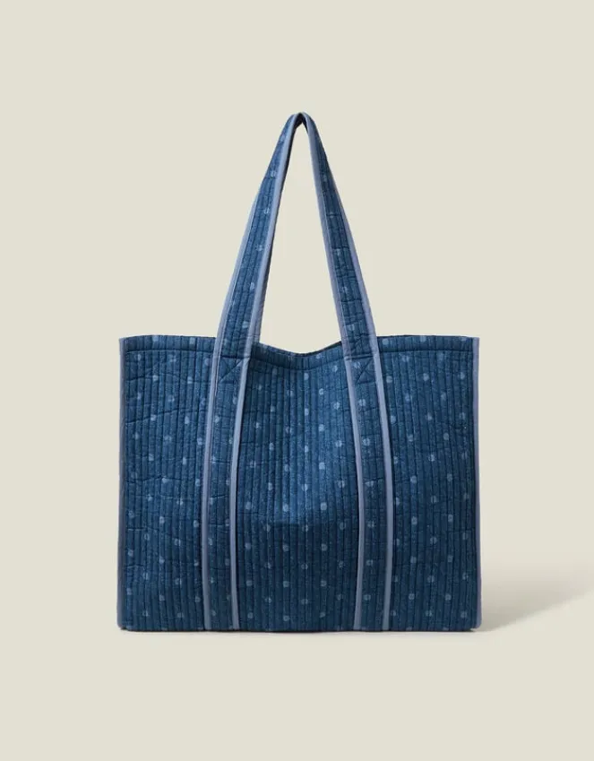Accessorize Polka Dot Denim Shopper Bag