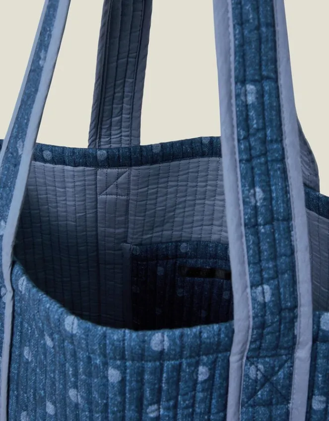 Accessorize Polka Dot Denim Shopper Bag