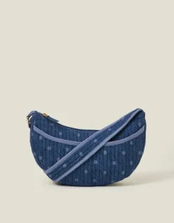 Accessorize Polka Dot Denim Sling Bag