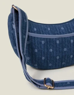 Accessorize Polka Dot Denim Sling Bag