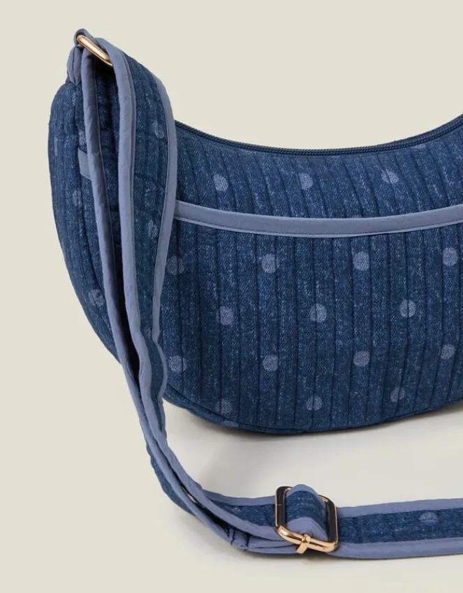 Accessorize Polka Dot Denim Sling Bag