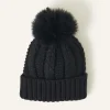 Accessorize Pom-Pom Beanie Hat Black